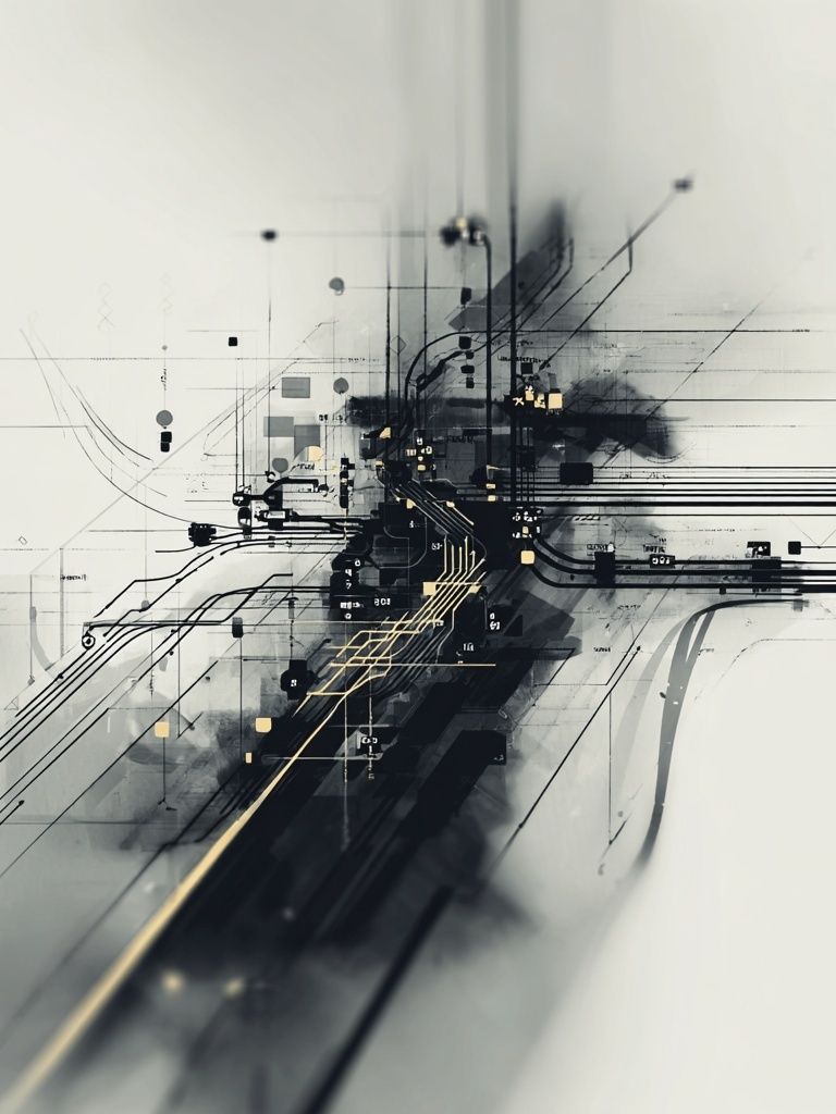 Monochrome Circuit Abstract Poster. poster detail