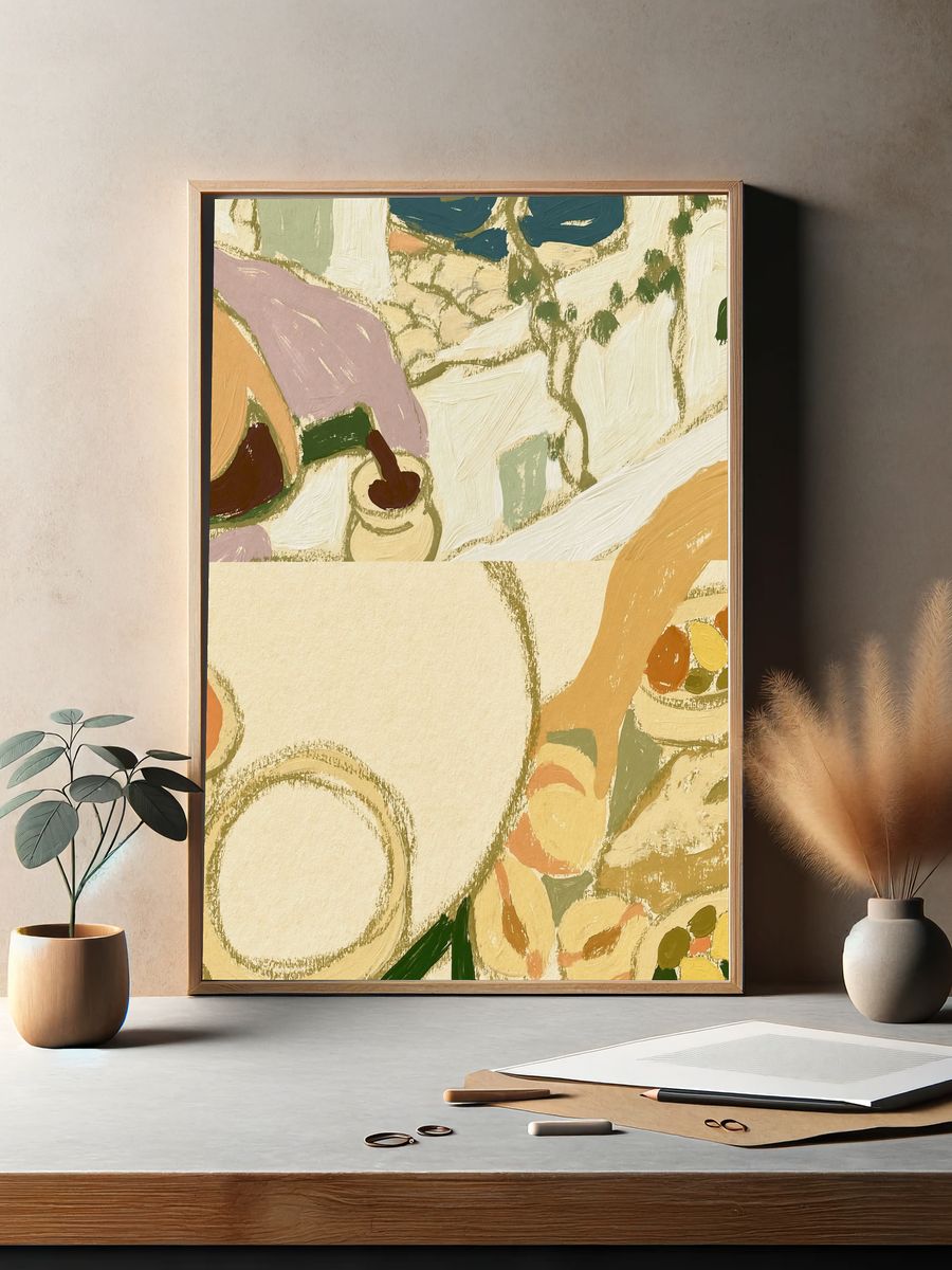 Pastel Abstract Brushwork Poster. — room view 2