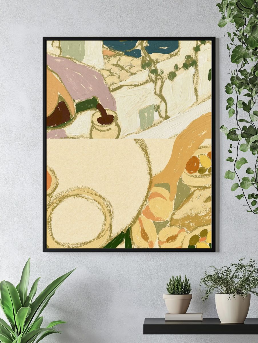 Pastel Abstract Brushwork Poster. — room view 4