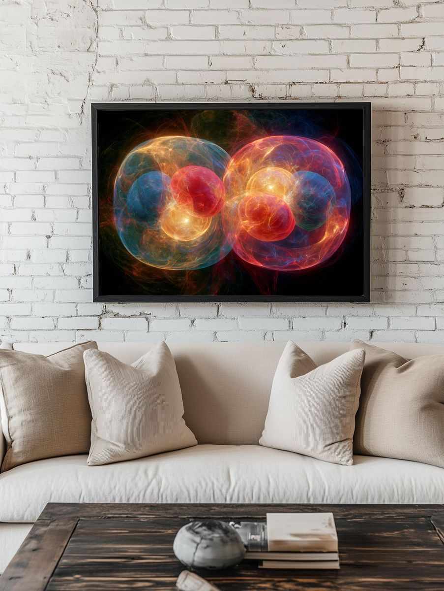 Neon Orbital Energy Abstract Poster. room preview