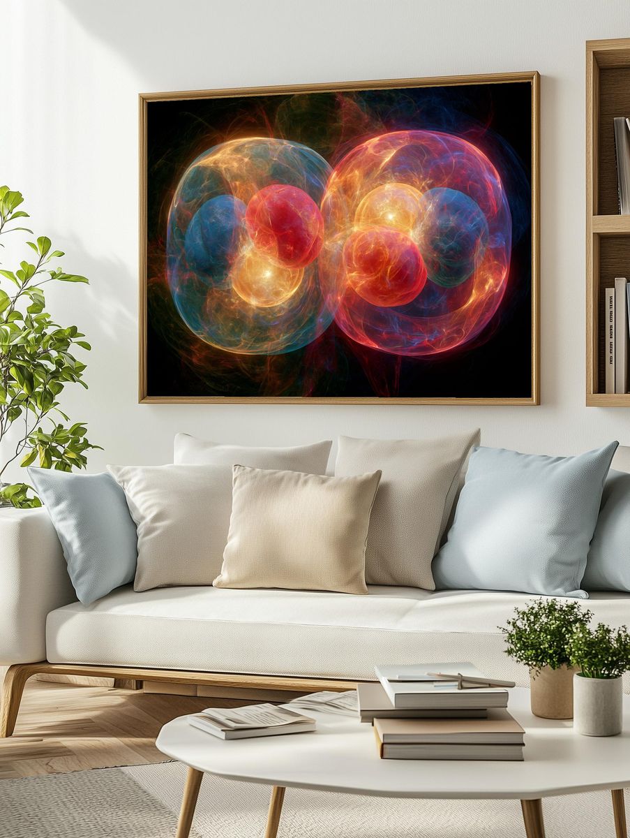 Neon Orbital Energy Abstract Poster. — room view 2