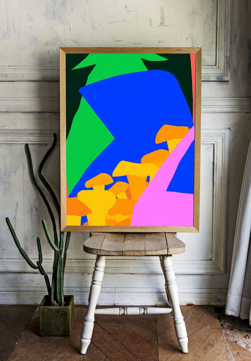 Neon Mushroom Abstract Poster. room preview