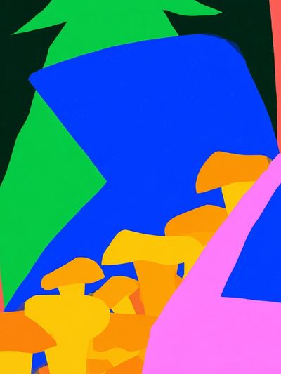 Neon Mushroom Abstract Poster.