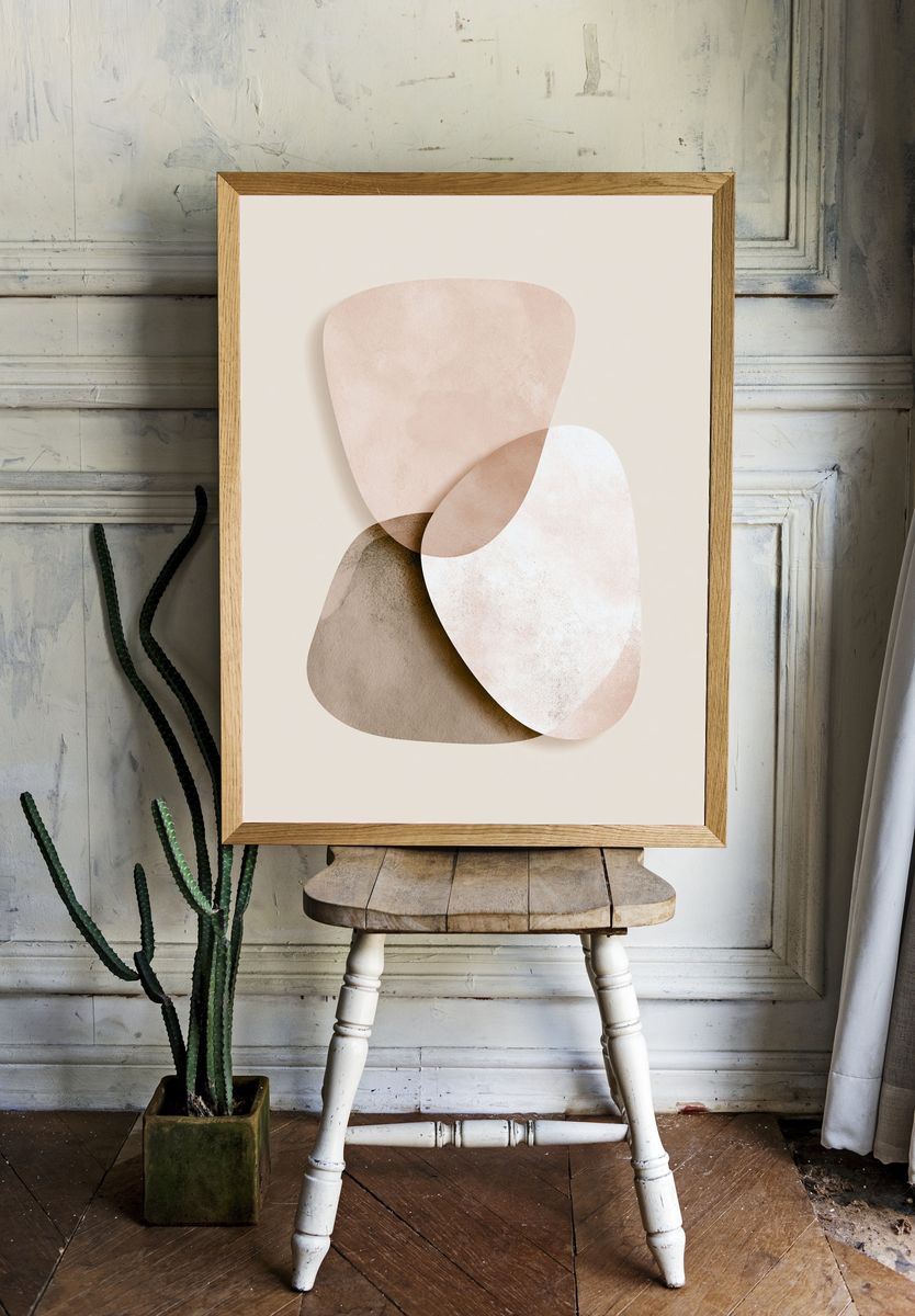 Neutral Organic Shapes Abstract Poster. — room view 1