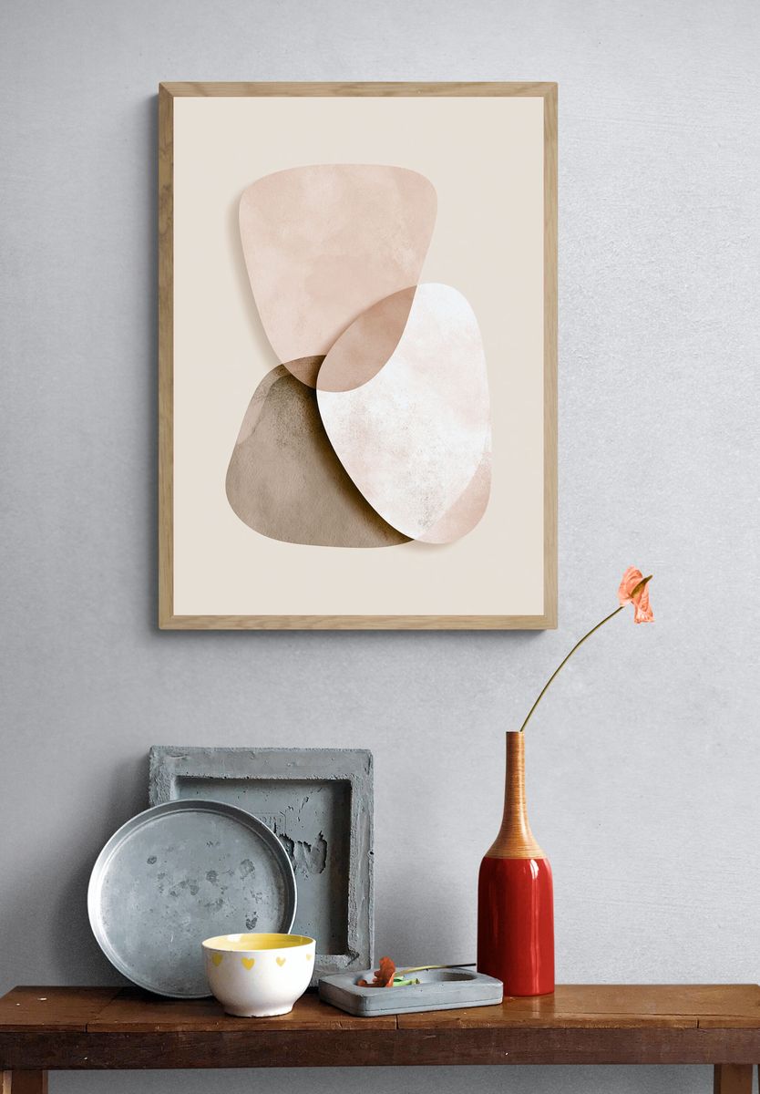 Neutral Organic Shapes Abstract Poster. — room view 3