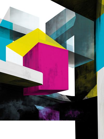 Neon Geometric Abstract Poster. poster