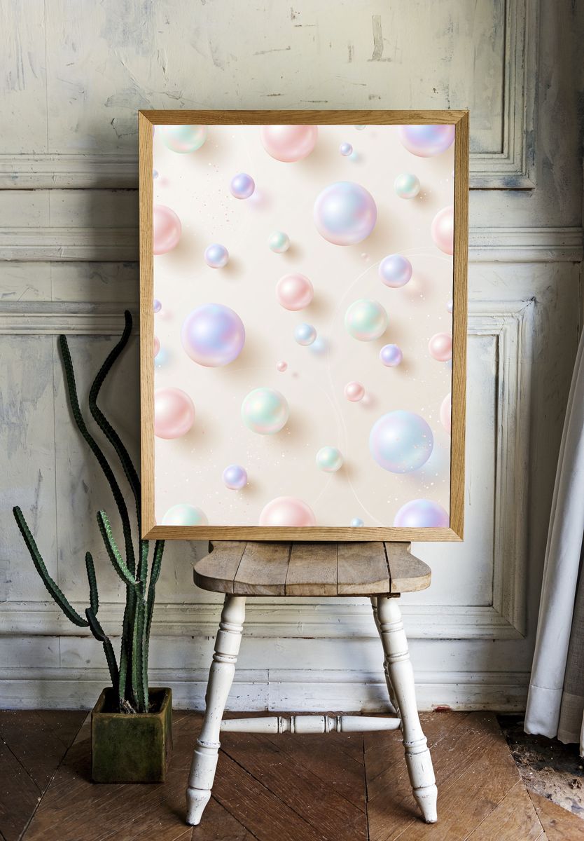 Pastel Bubble Dream Abstract Poster. — room view 1