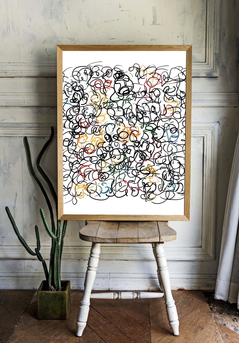 Abstract Scribble Color Poster. room preview
