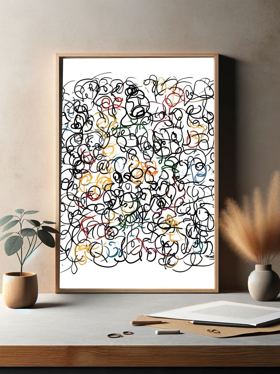 Abstract Scribble Color Poster. — room view 2