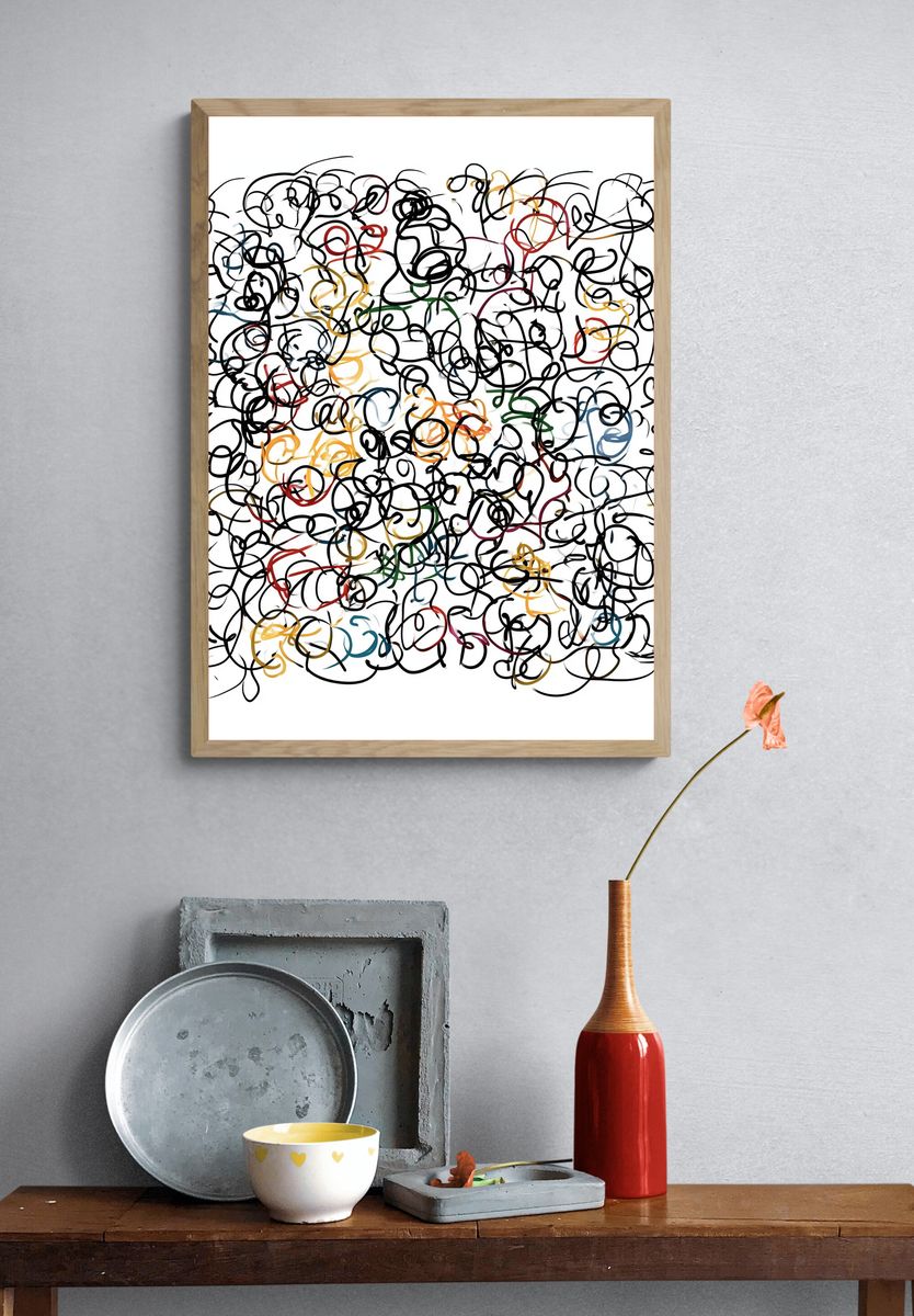 Abstract Scribble Color Poster. — room view 3