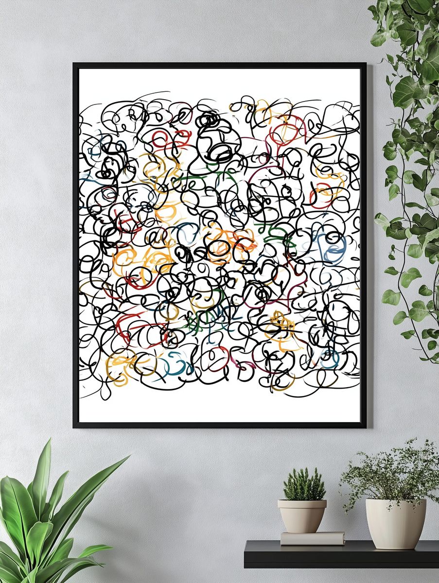 Abstract Scribble Color Poster. — room view 4