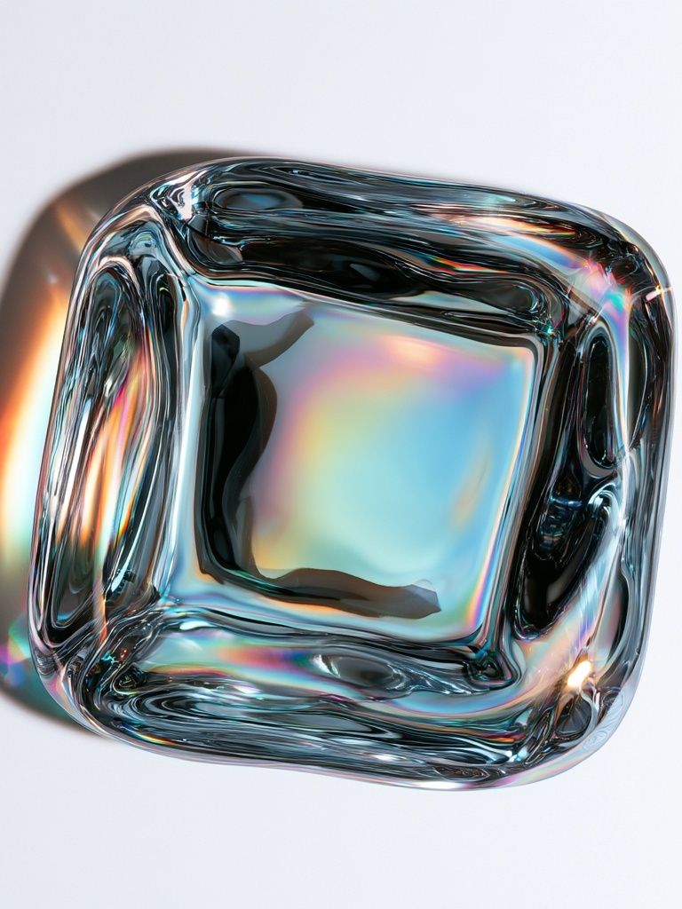 Iridescent Glass Cube Abstract Poster. poster detail