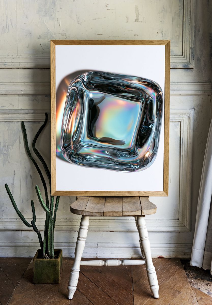 Iridescent Glass Cube Abstract Poster. room preview