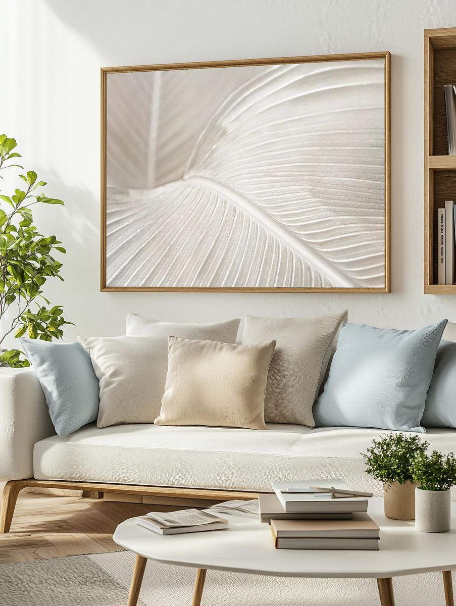Creamy bird paradise leaf background. — room view 2