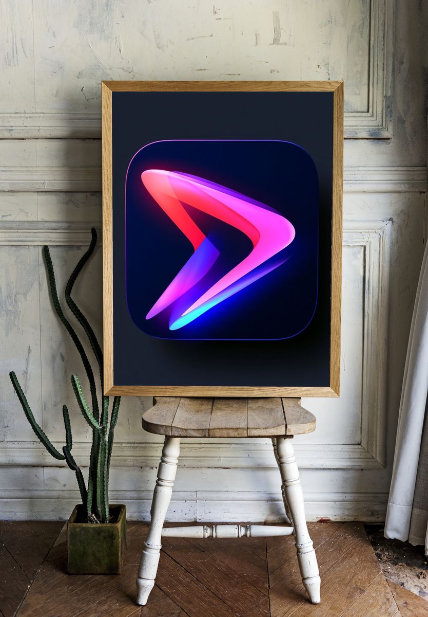 Neon Ribbon Abstract Poster. — room view 1