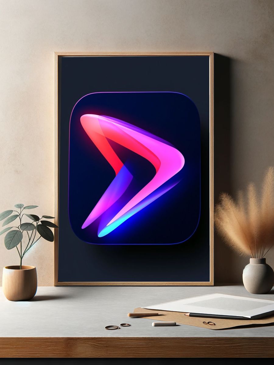 Neon Ribbon Abstract Poster. — room view 2
