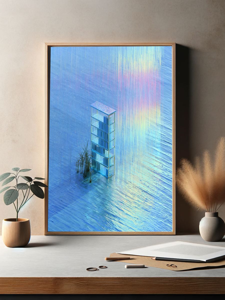 Dreamlike Glass Tower Abstract Print. — room view 2
