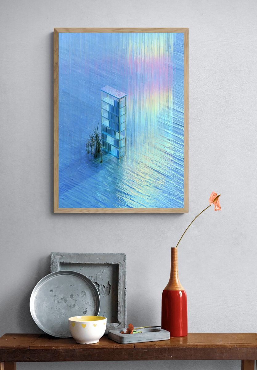 Dreamlike Glass Tower Abstract Print. — room view 3