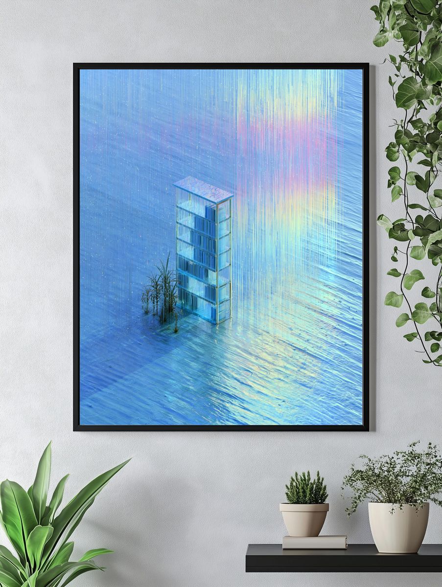 Dreamlike Glass Tower Abstract Print. — room view 4