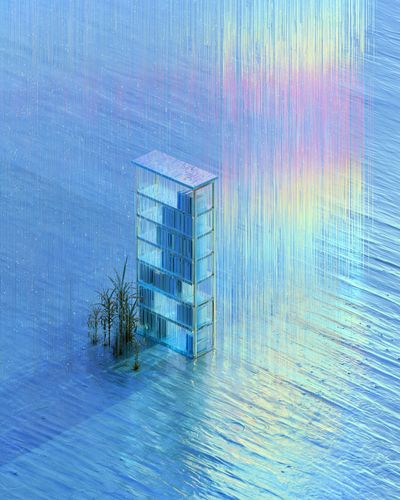 Dreamlike Glass Tower Abstract Print.