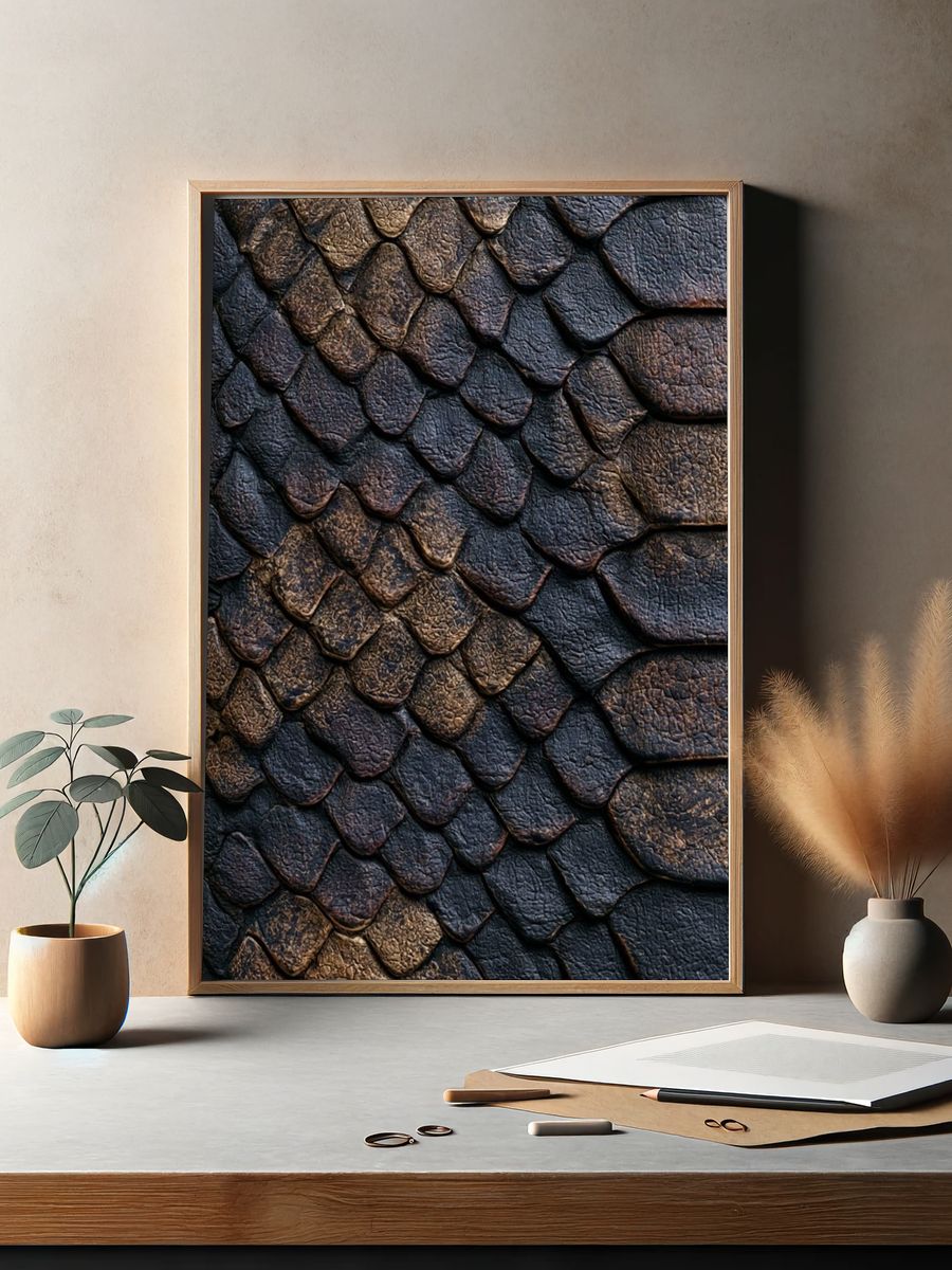 Dragon Scale Texture Abstract Print. — room view 2