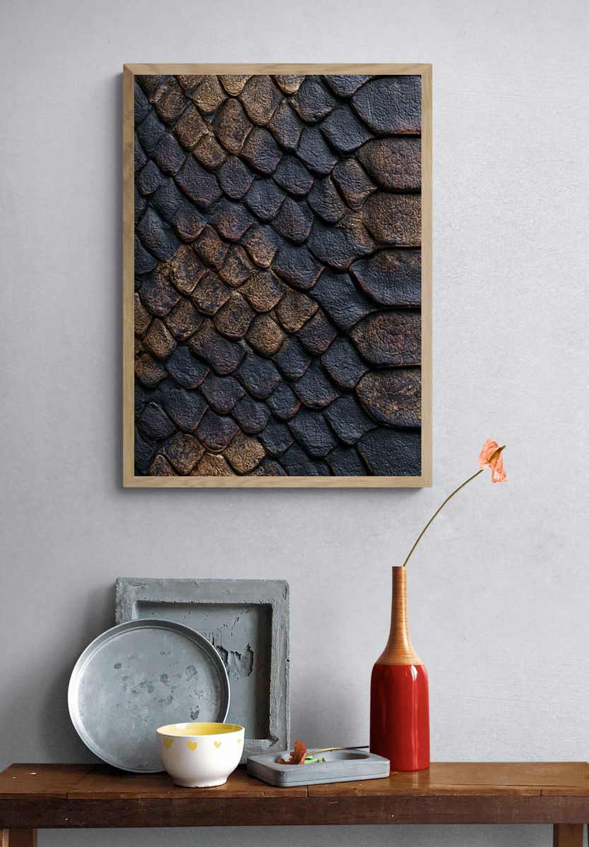 Dragon Scale Texture Abstract Print. — room view 3