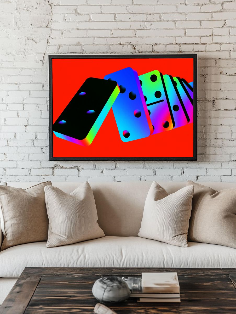 Neon Domino Abstract Poster. room preview