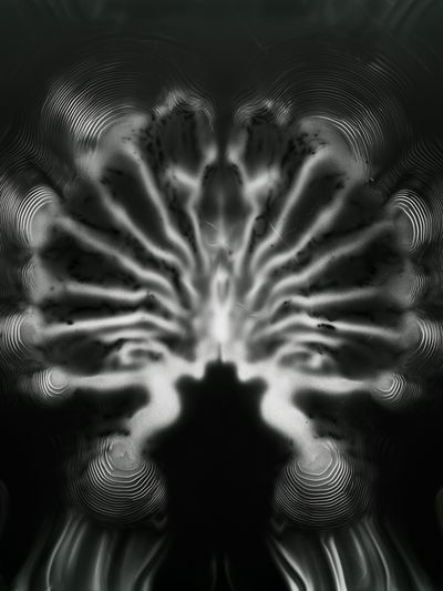 Monochrome Neural Bloom Abstract Print. poster