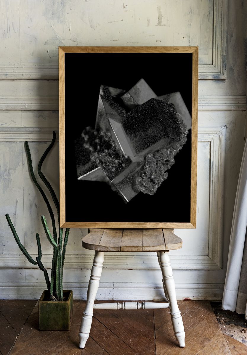 Monochrome Crystal Abstract Poster. — room view 1