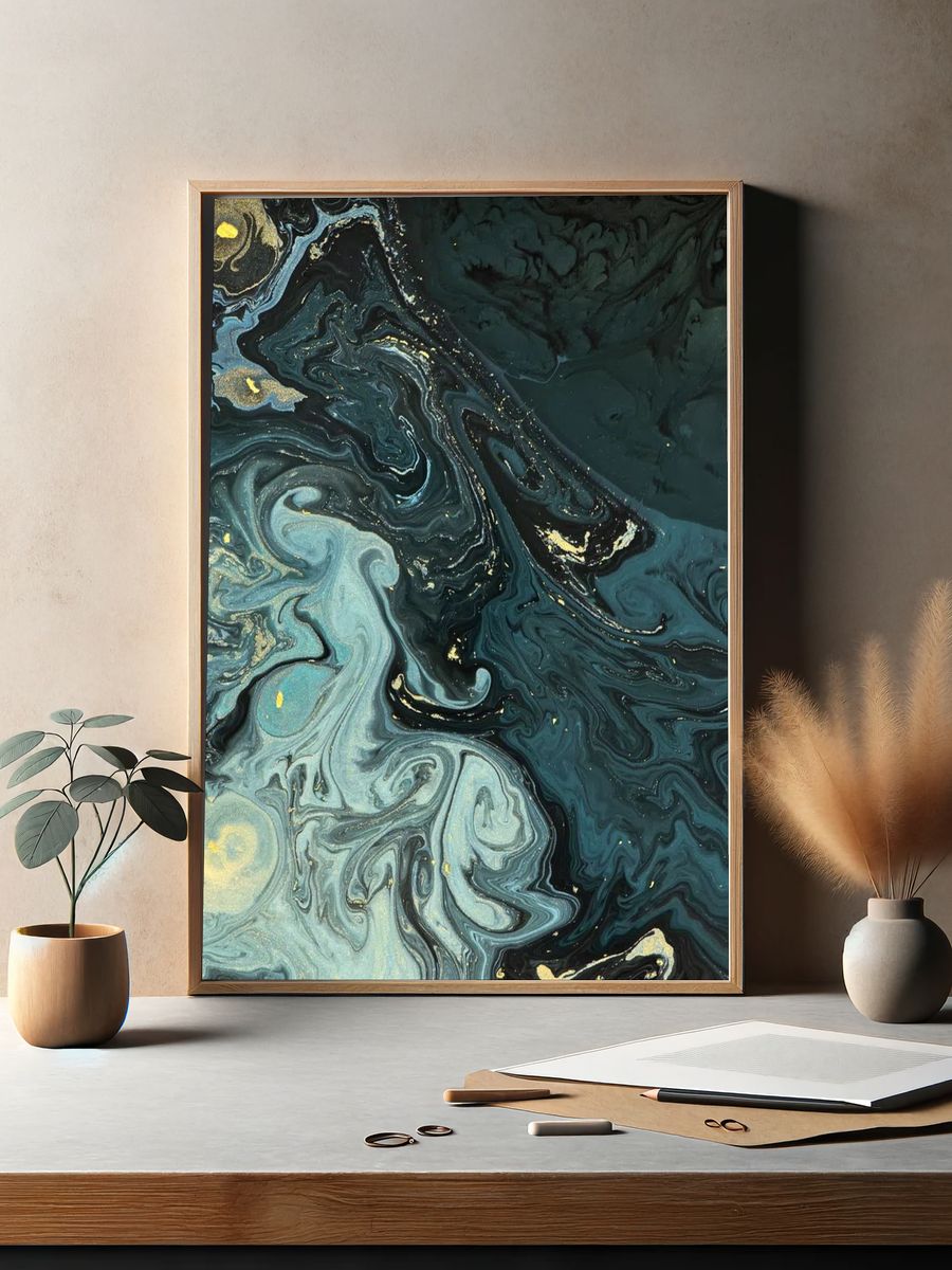 Abstract liquid texture gold glitter. — room view 2