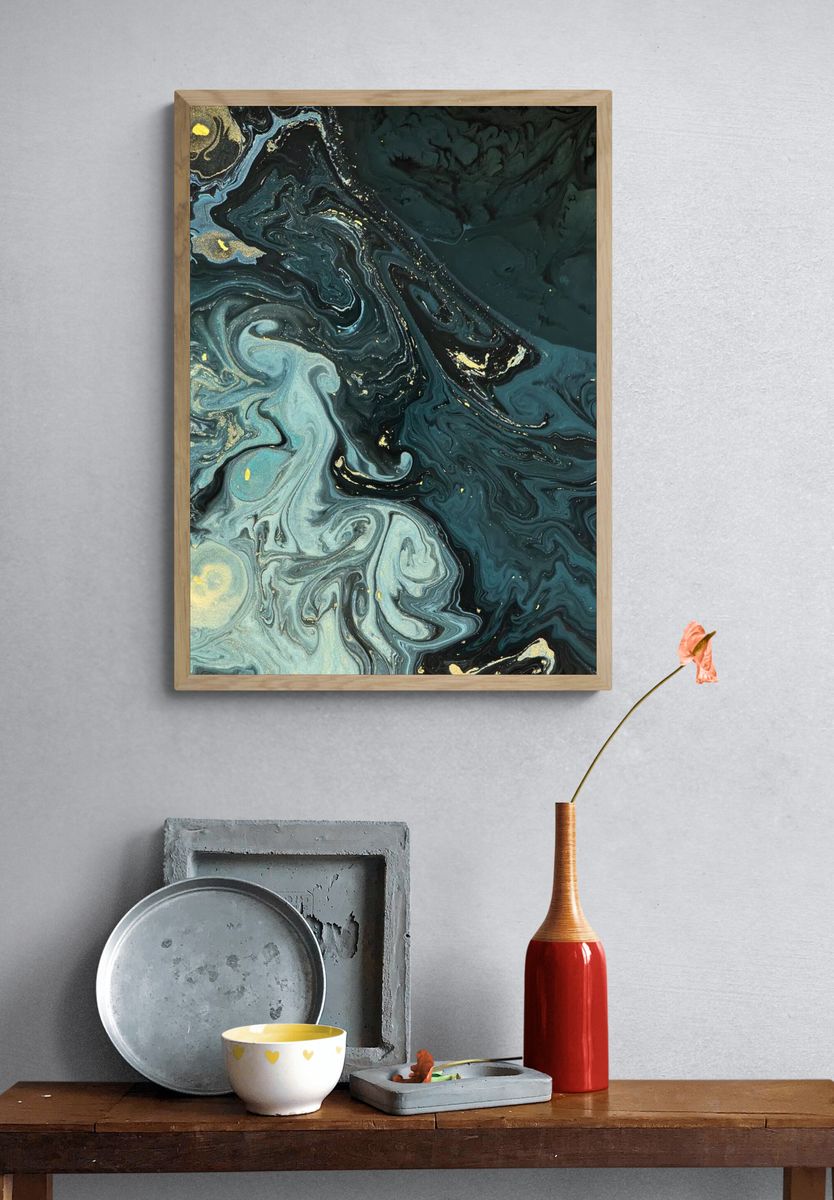 Abstract liquid texture gold glitter. — room view 3
