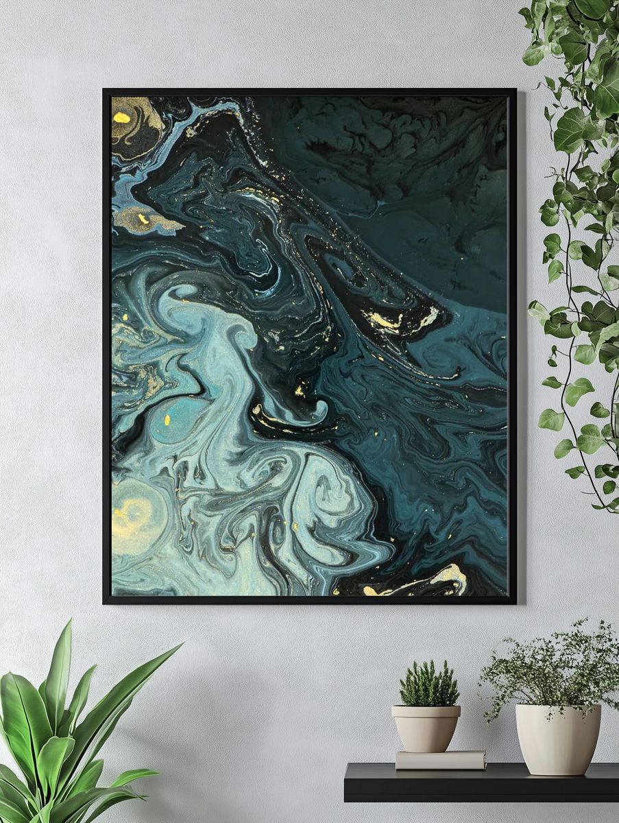 Abstract liquid texture gold glitter. — room view 4