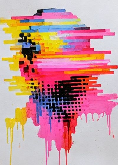 Neon Glitch Abstract Poster.