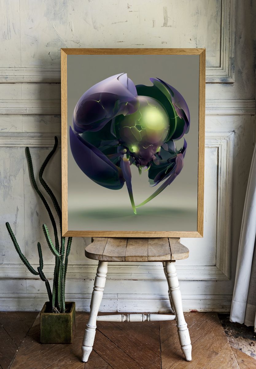 Glowing Orbital Bloom Abstract Poster. room preview