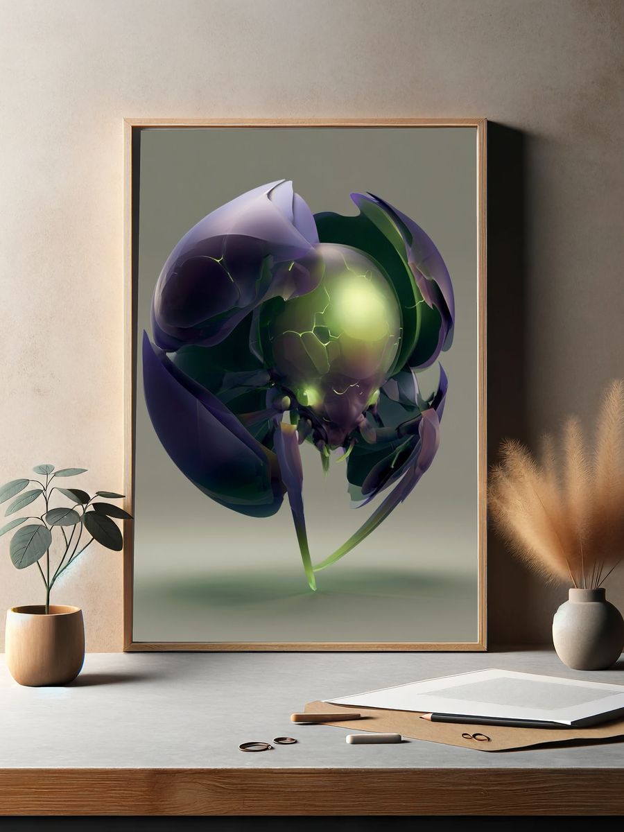 Glowing Orbital Bloom Abstract Poster. — room view 2