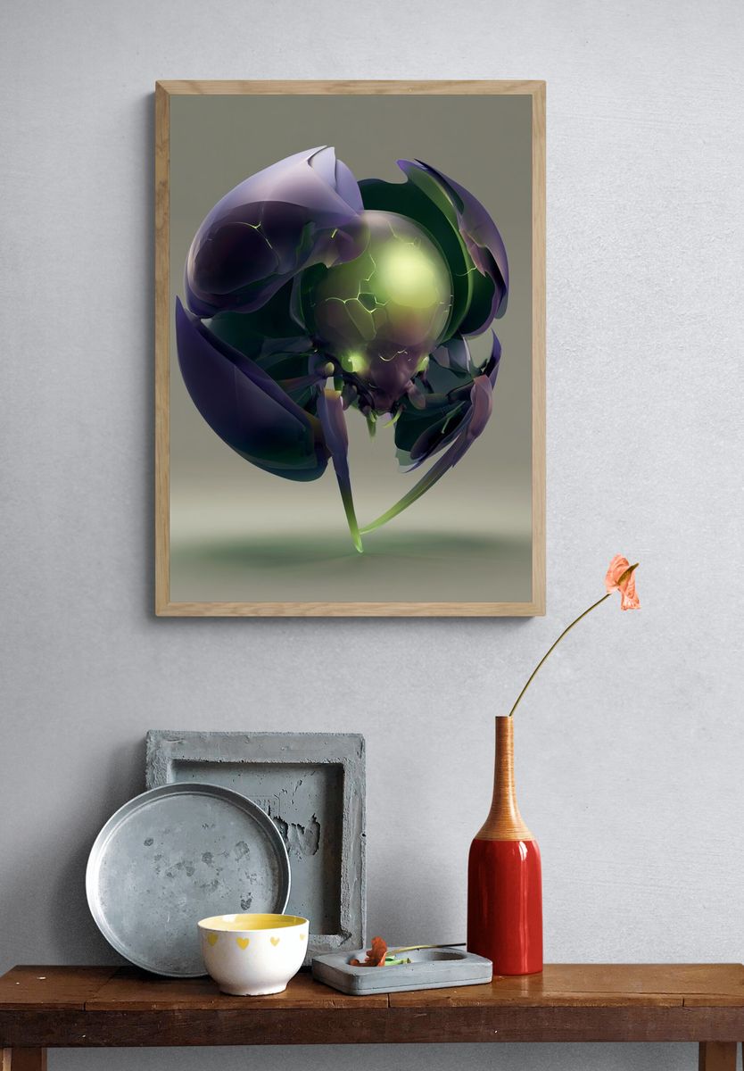 Glowing Orbital Bloom Abstract Poster. — room view 3
