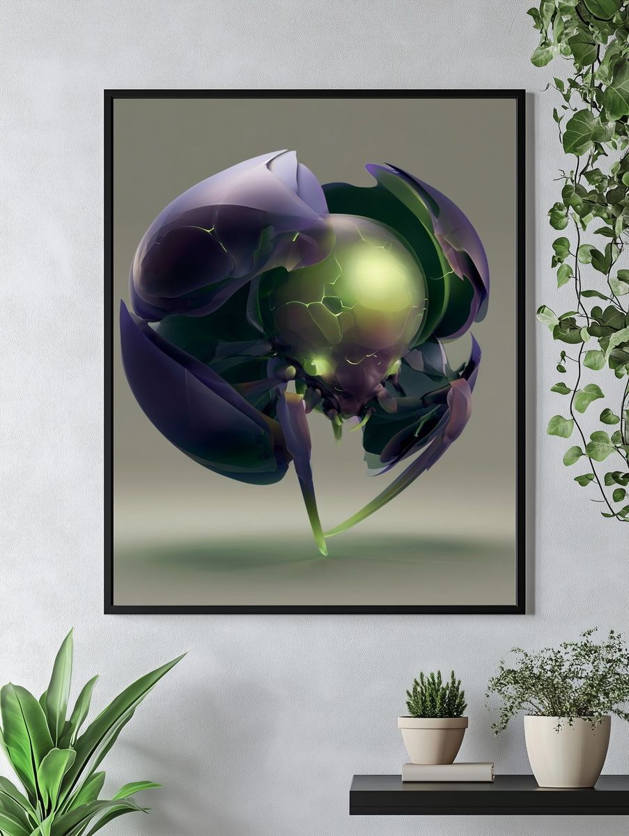Glowing Orbital Bloom Abstract Poster. — room view 4