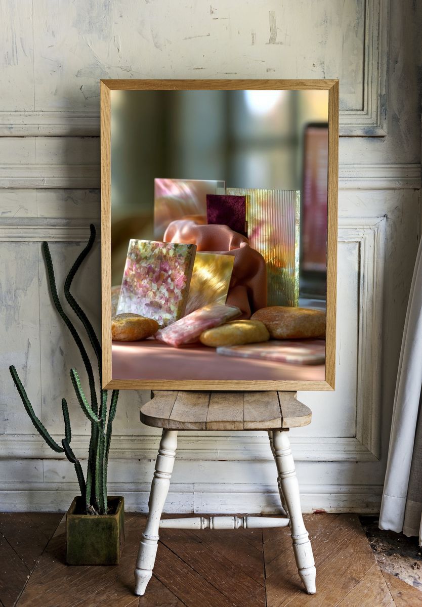 Pastel Still Life Abstract Print. room preview