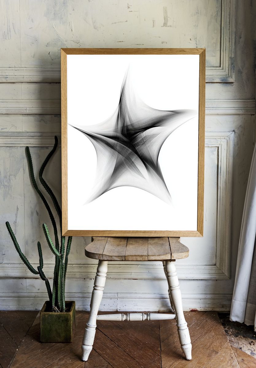 Monochrome Starburst Abstract Poster. — room view 1