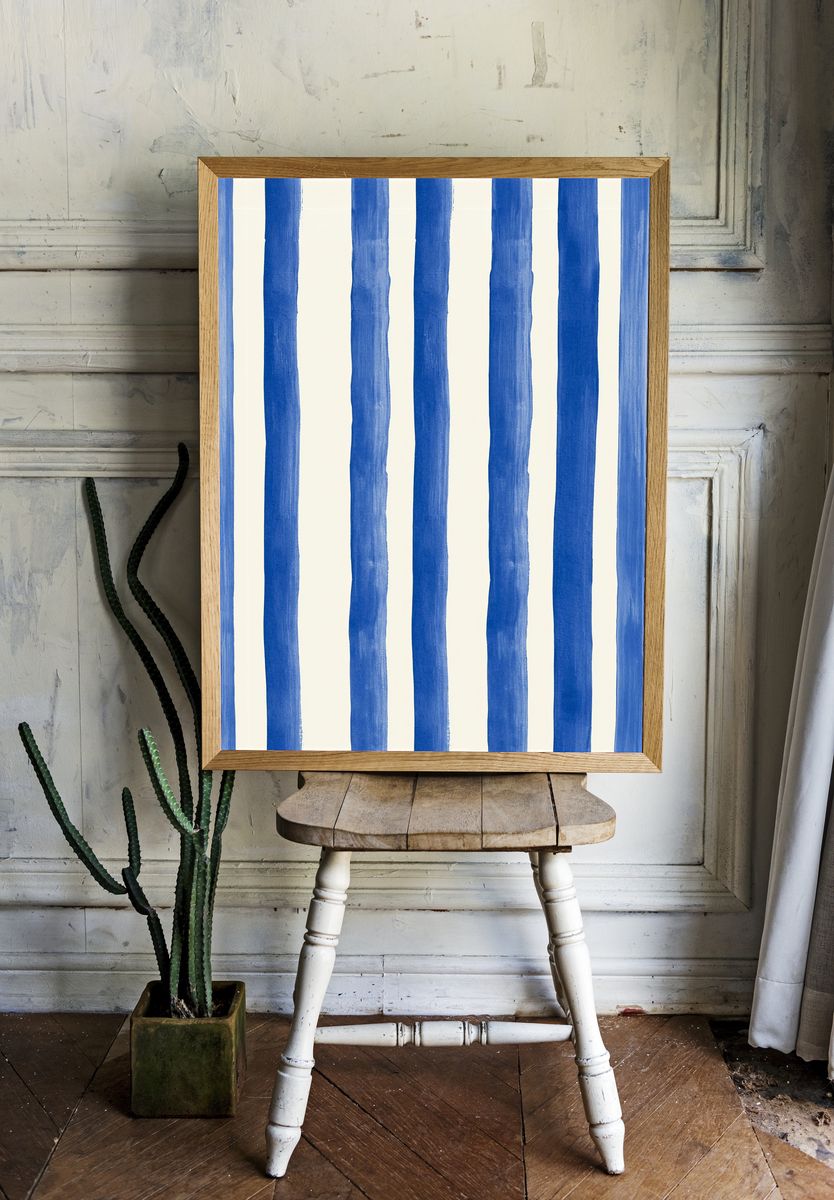 Blue Stripe Abstract Poster. room preview