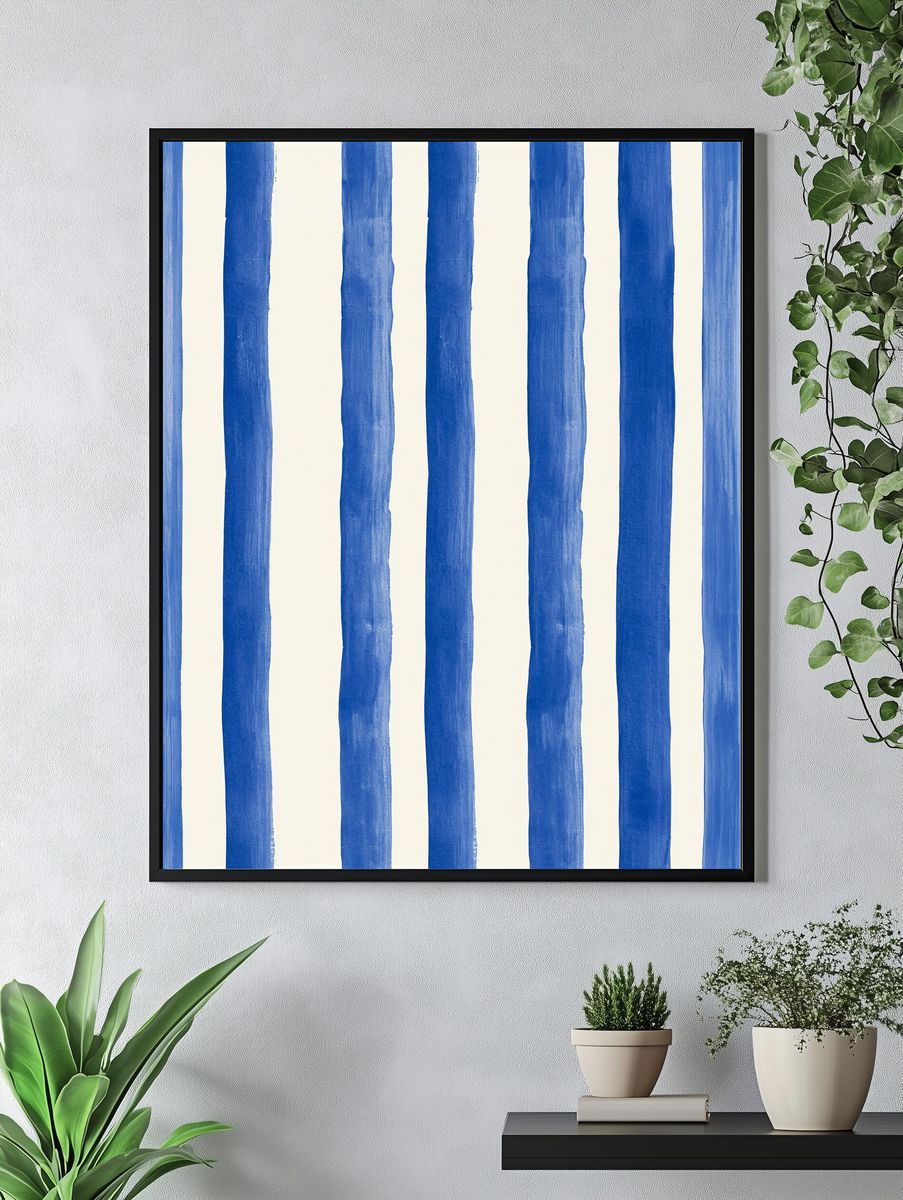 Blue Stripe Abstract Poster. — room view 4