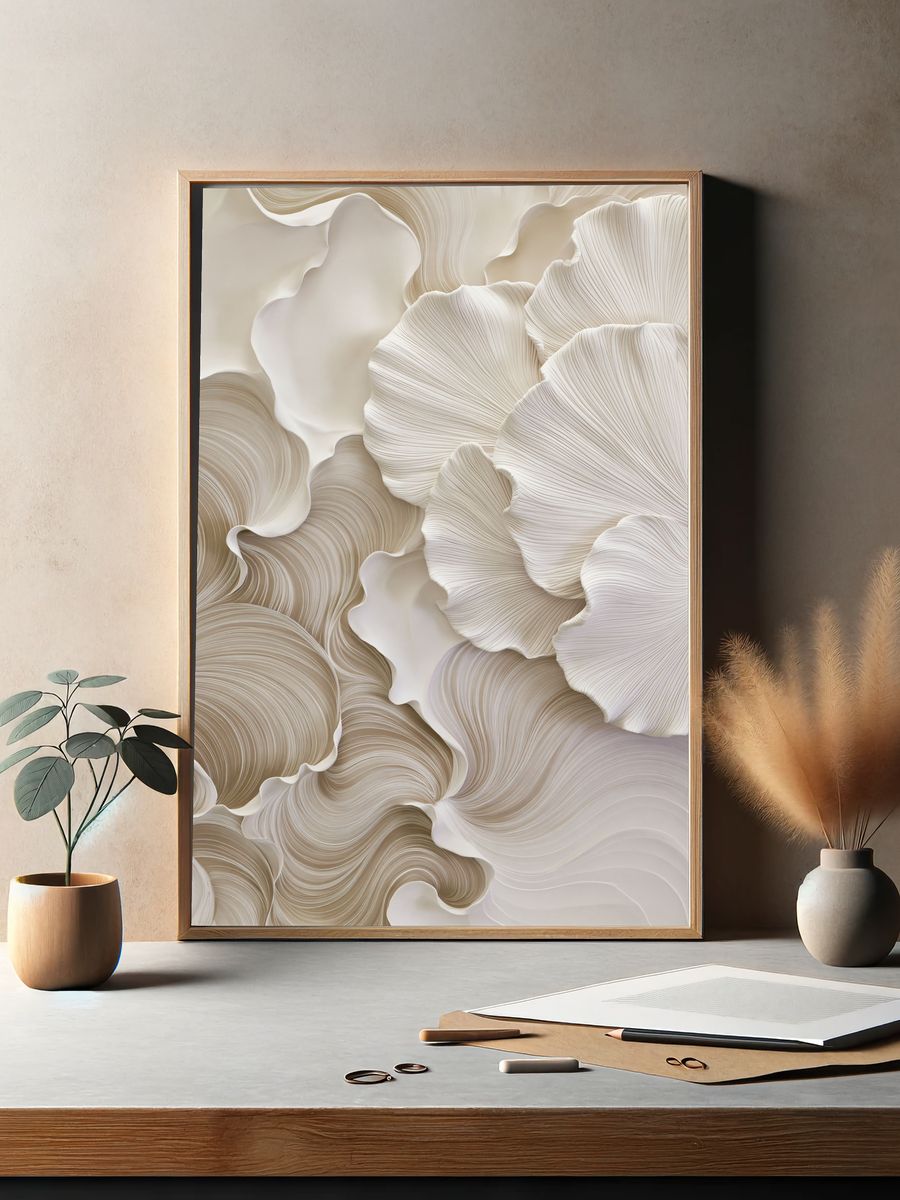 Ivory Flow Abstract Poster. — room view 2