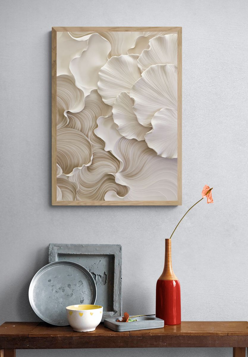 Ivory Flow Abstract Poster. — room view 3