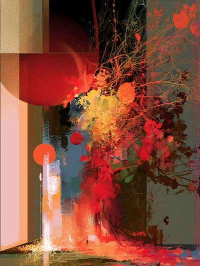 Crimson Bloom Abstract Poster.