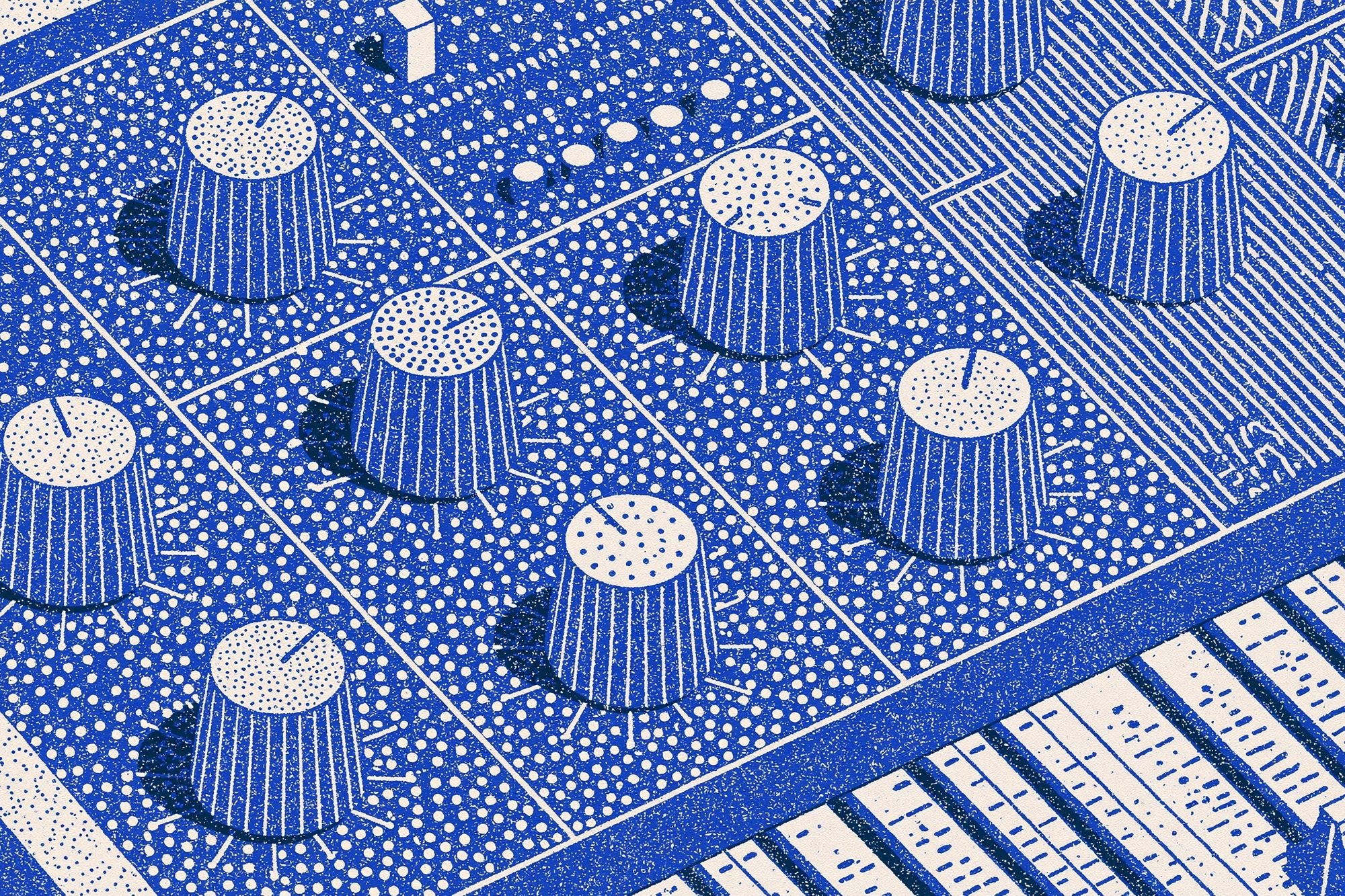 Blue Abstract Control Panel Poster. poster detail
