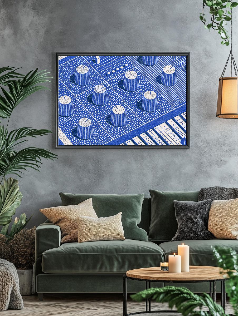 Blue Abstract Control Panel Poster. — room view 4