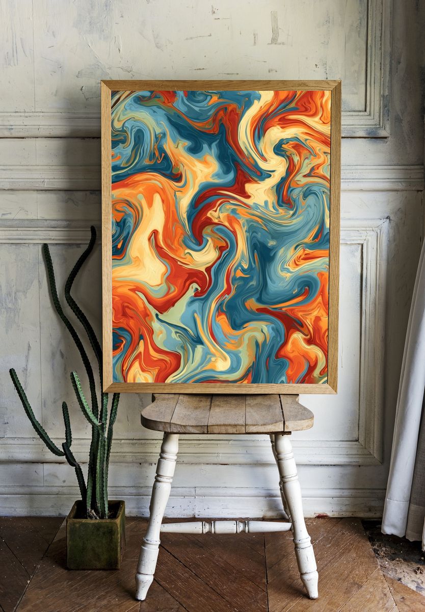 Swirling Retro Abstract Poster. room preview