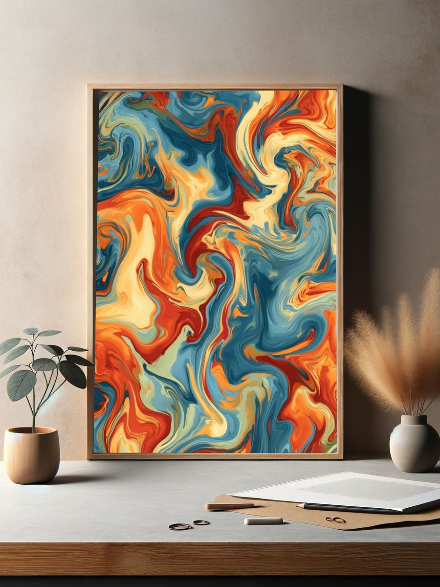 Swirling Retro Abstract Poster. — room view 2