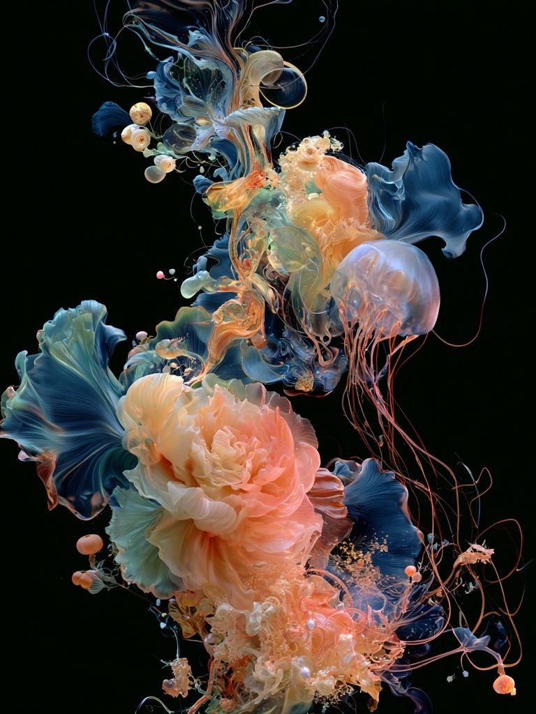 Abstract Blooming Jellyfish Poster. poster — abstract art