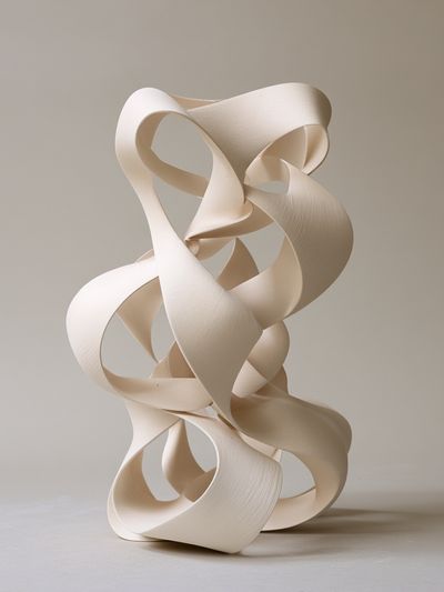 Cream Ribbon Sculpture Abstract Print. poster